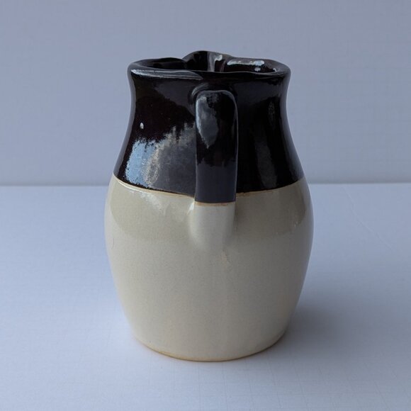 Vintage Roseville Pottery Pitcher Jug  6" Dark Brown and Cream RRP Co USA - Picture 10 of 16